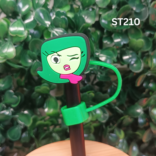Green Girl Cartoon Face Straw Topper - 10mm Silicone Dust Cap for Stanley Cups