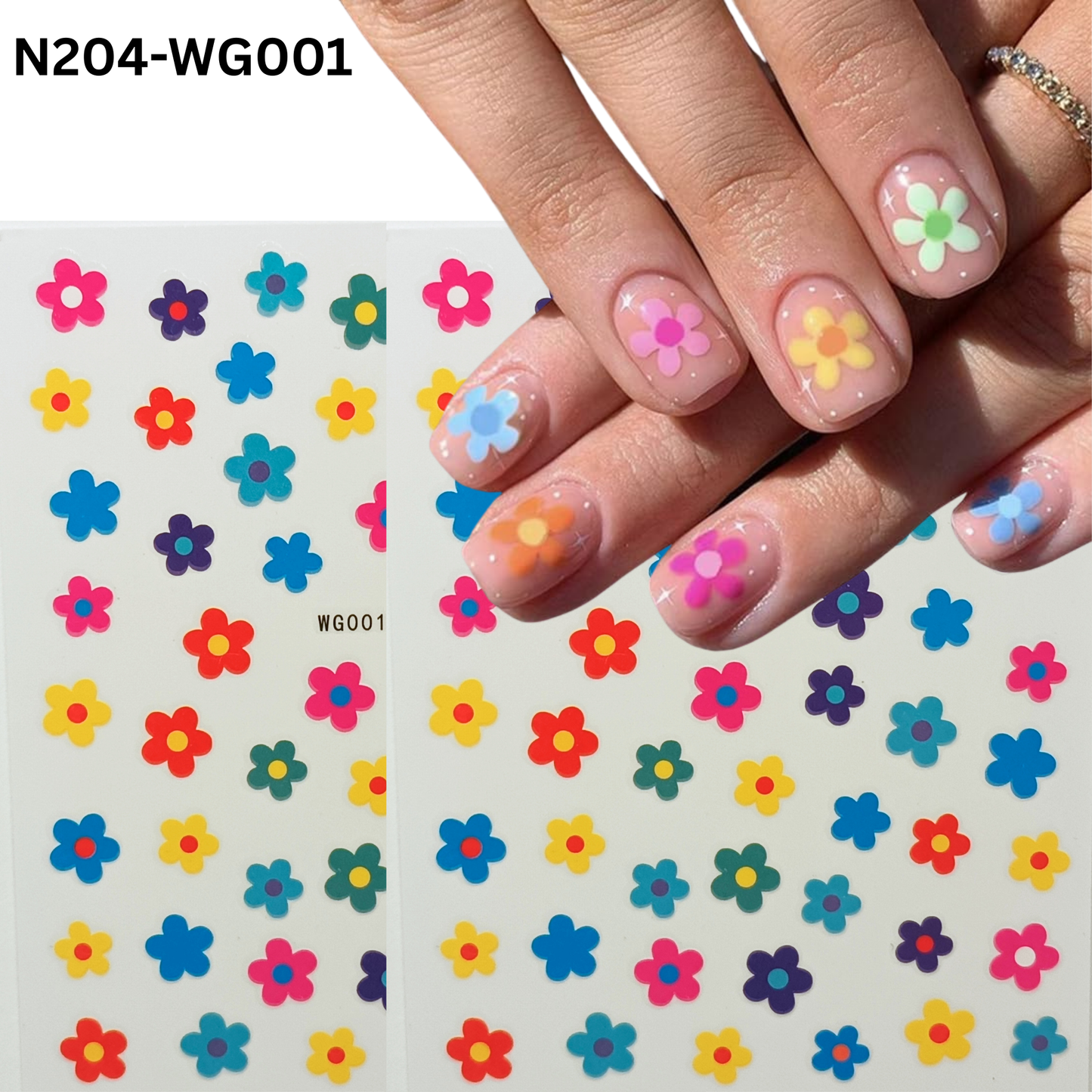 Floral Multi Color Nail Stickers – 3D Colorful Flower Nail Art Decals