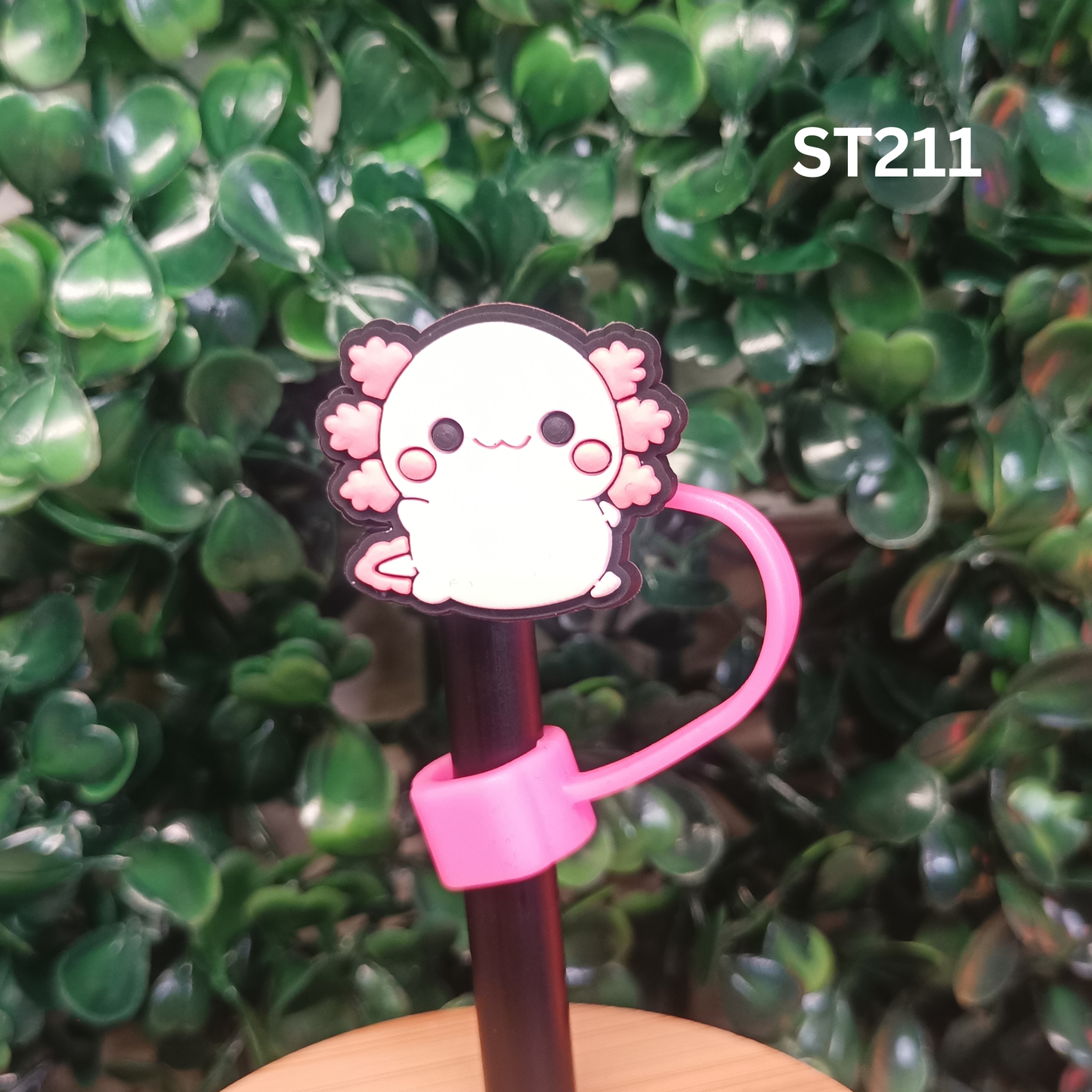 Cute White Pink Axolotl Straw Topper - 10mm Silicone Dust Cap for Stanley Cups