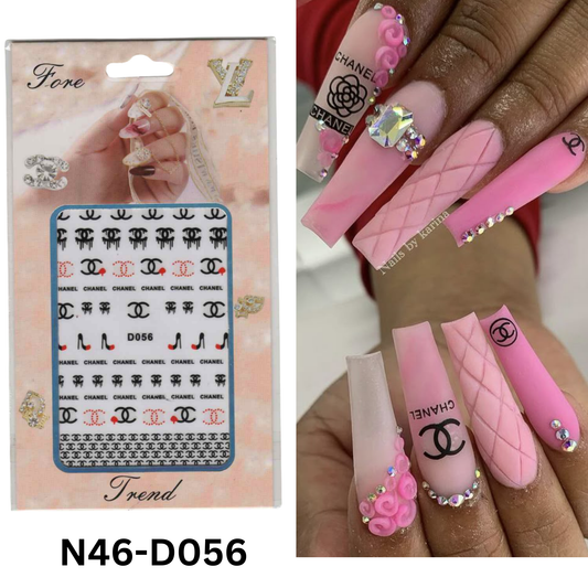 Black And Red Nail Sticker 3D, Nail Art Sticker Acrylic, Dipping, Gel X, Gel Manicure Pedicure