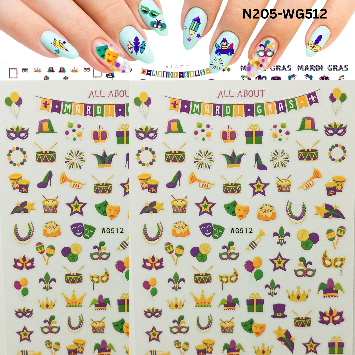 Festival Nail Stickers – 3D Party & Celebration Nail Art Decals 🎊