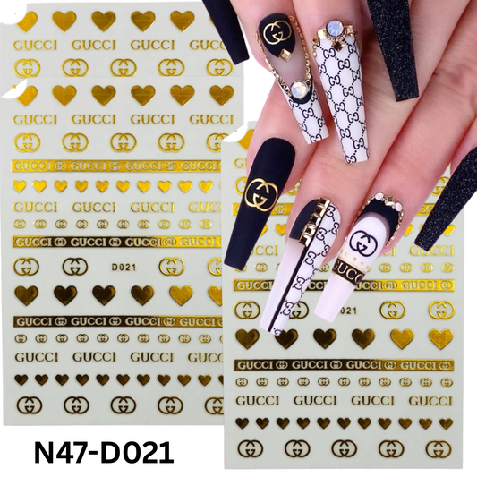 Heart Gold Nails 3D Sticker,Nail Art Sticker Acrylic, Dipping, Gel X, Gel Manicure Pedicure