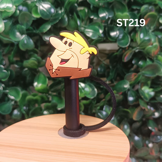 Stone Age Blonde Man Cartoon Straw Topper - 10mm Silicone Dust Cap for Stanley Cups