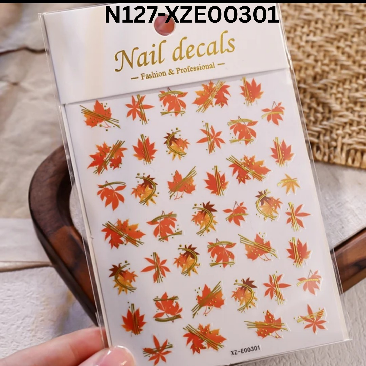 Autumn Nail Art Stickers – 3D Maple Leaves for Gel & Acrylic Nails