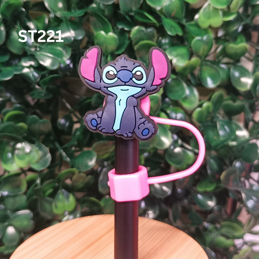 Dark Blue Alien Creature Straw Topper - 10mm Silicone Dust Cap for Stanley Cups
