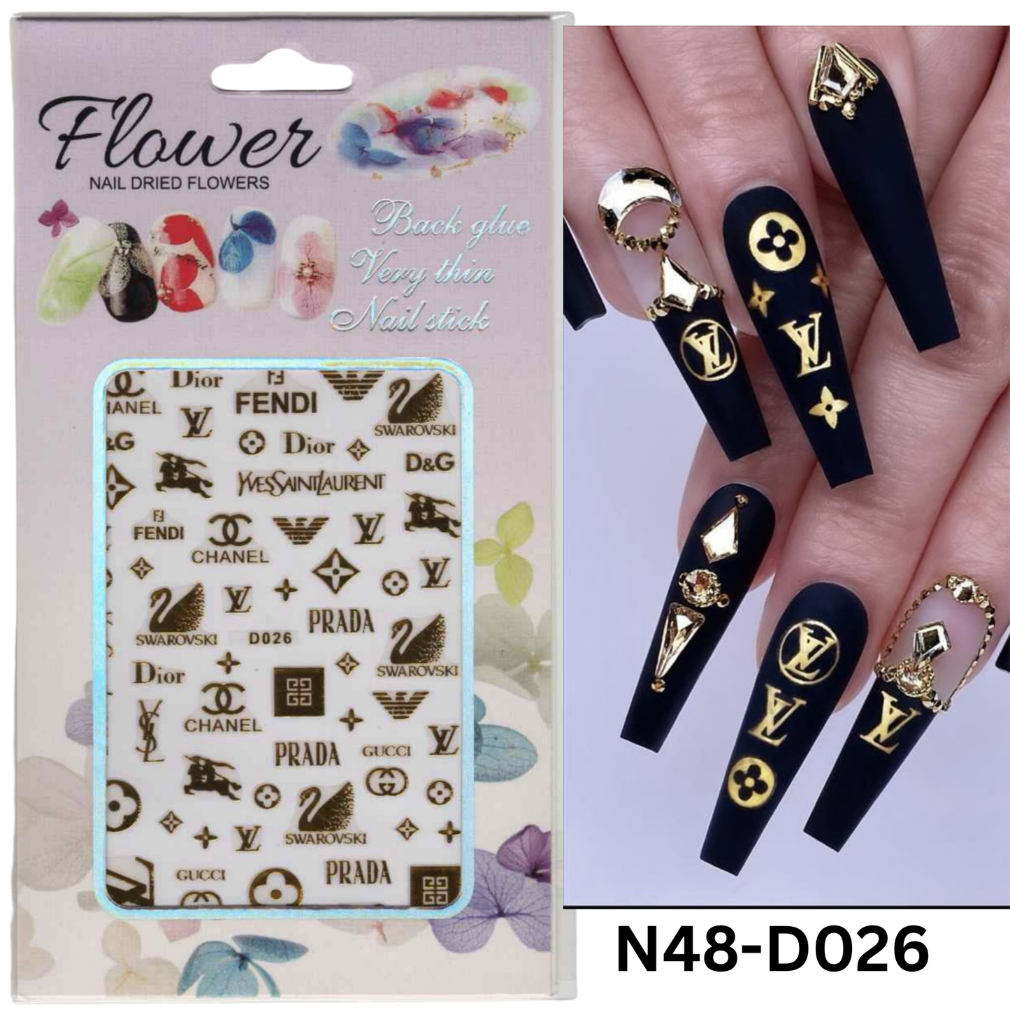 Gold And Silver with Multi Design 3D Sticker,Nail Art Sticker Acrylic, Dipping, Gel X, Gel Manicure Pedicure
