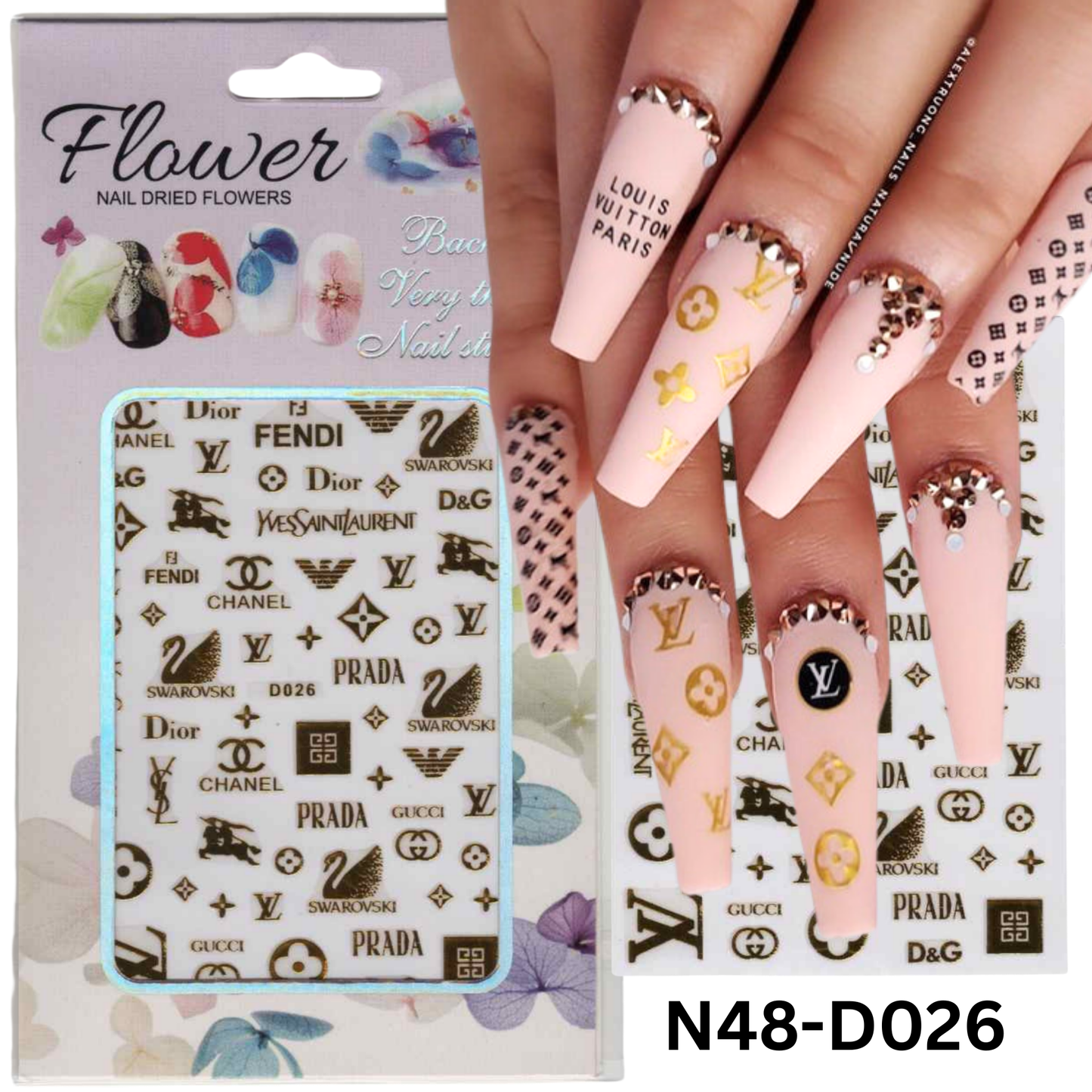 Gold And Silver with Multi Design 3D Sticker,Nail Art Sticker Acrylic, Dipping, Gel X, Gel Manicure Pedicure