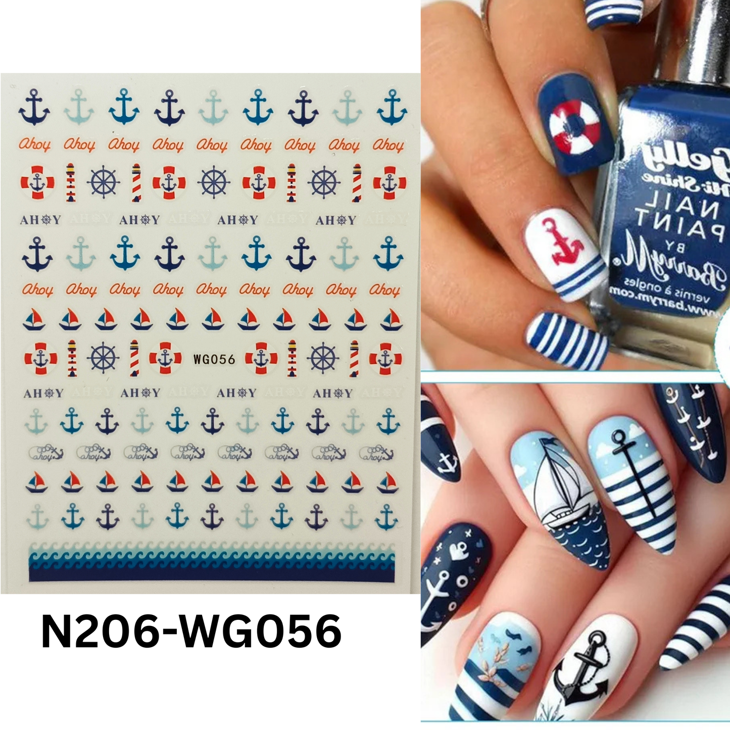 Sailor & Boat Nail Stickers – 3D Nautical Nail Art Decals
