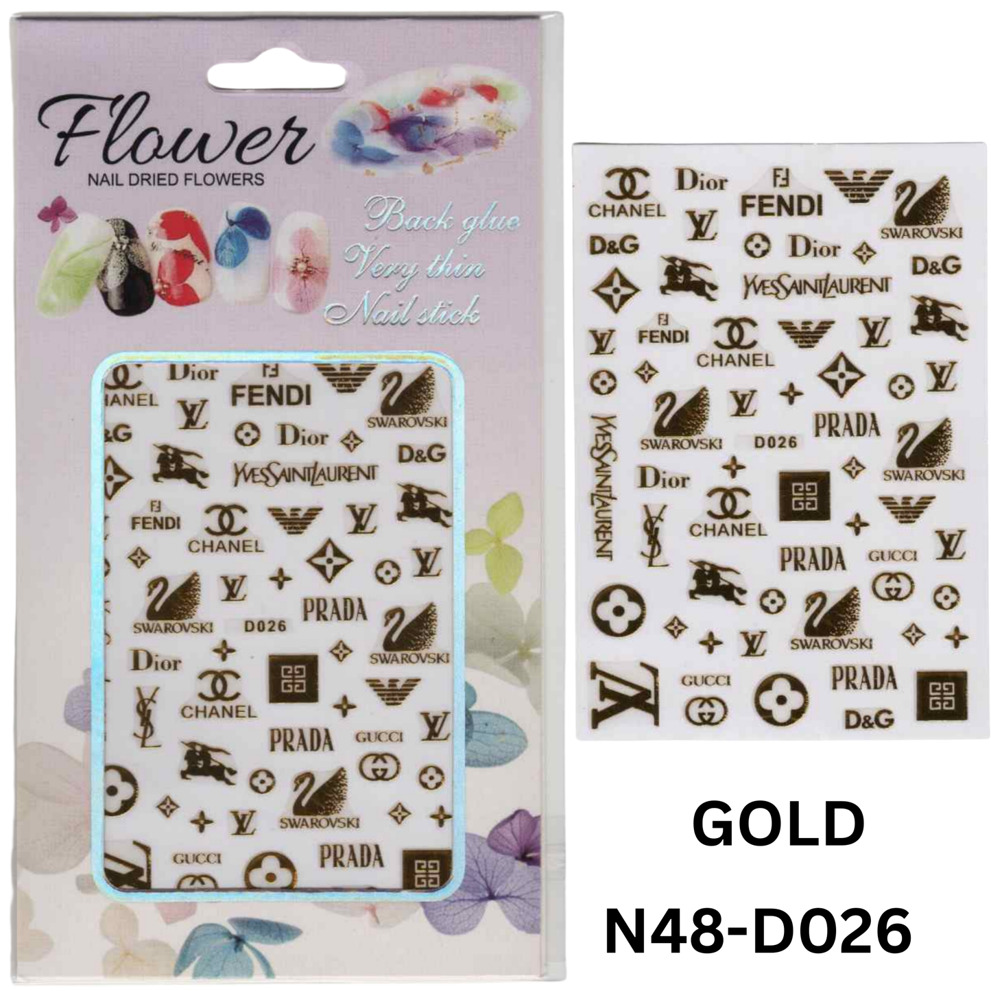 Gold And Silver with Multi Design 3D Sticker,Nail Art Sticker Acrylic, Dipping, Gel X, Gel Manicure Pedicure