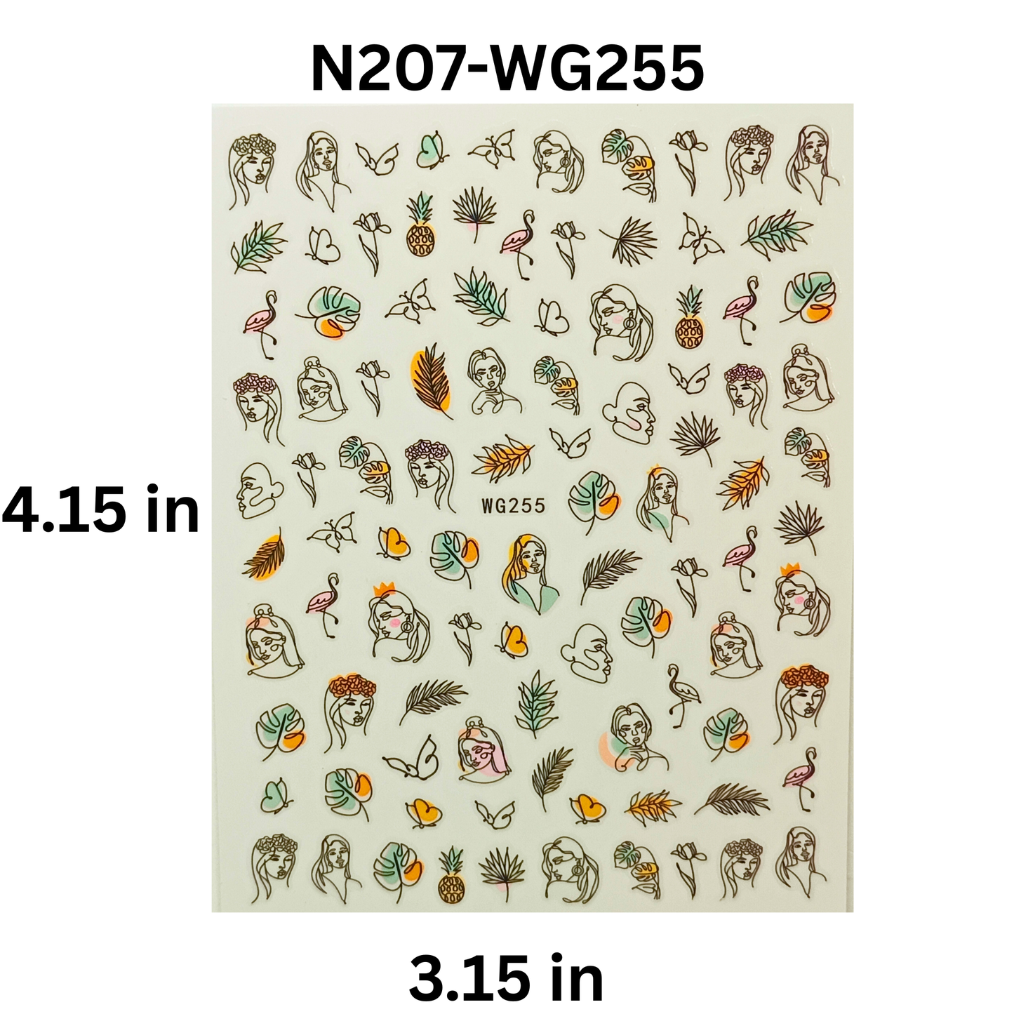 Girl & Flower Nail Stickers – 3D Feminine Nail Art Decals