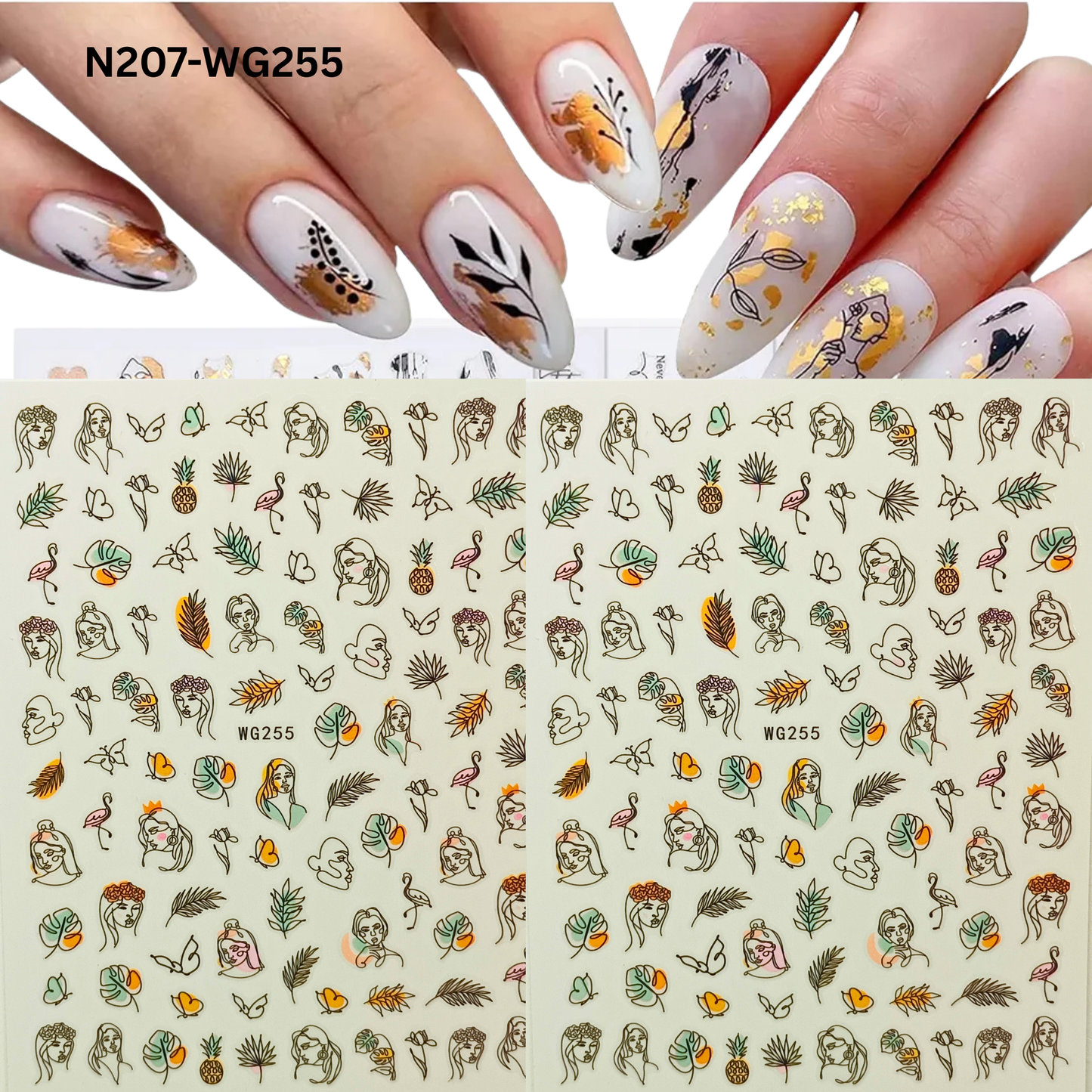 Girl & Flower Nail Stickers – 3D Feminine Nail Art Decals