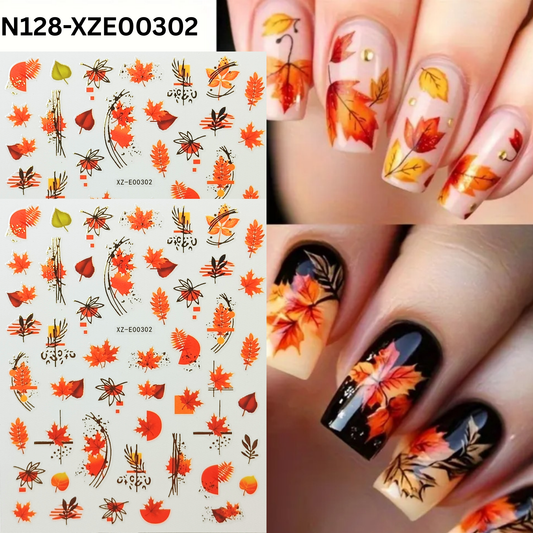 Seasonal Fall Nail Stickers – Autumn Maple Leaf Nail Art Decoration