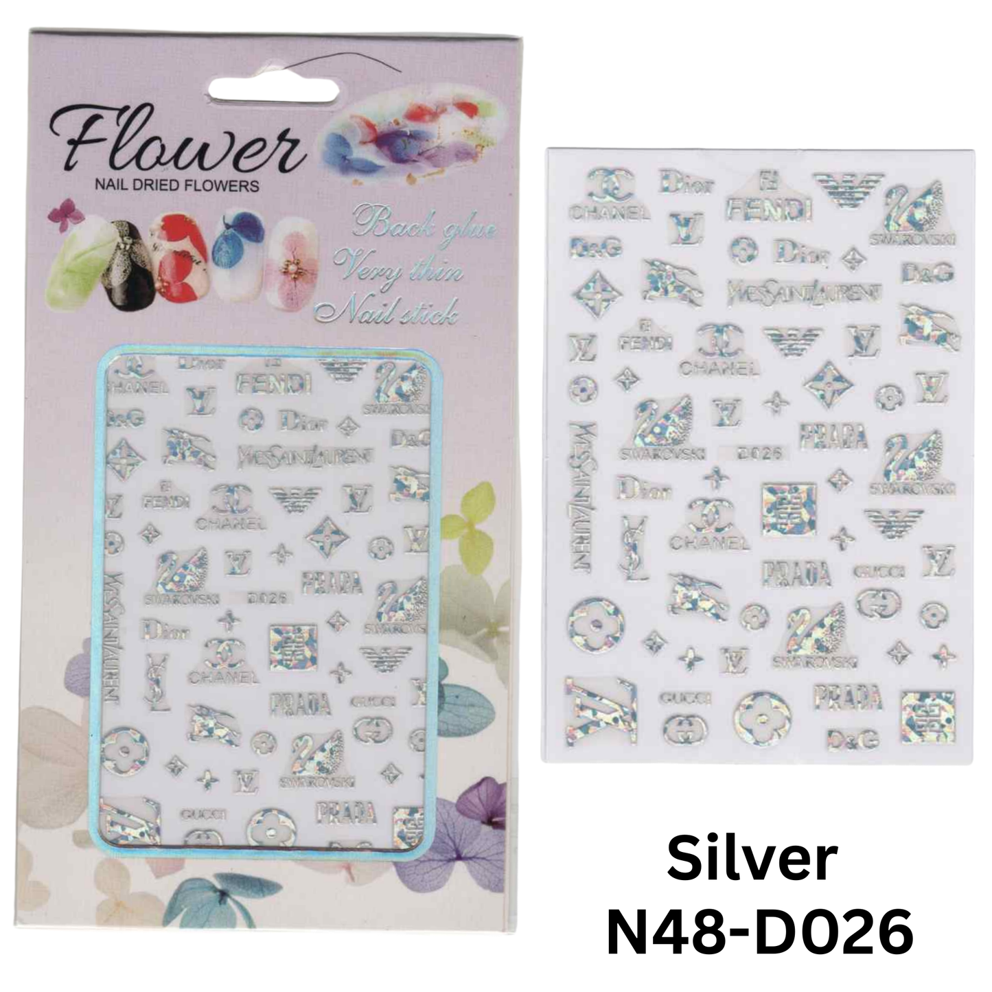 Gold And Silver with Multi Design 3D Sticker,Nail Art Sticker Acrylic, Dipping, Gel X, Gel Manicure Pedicure
