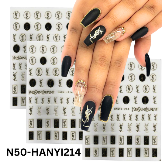 Black and Gold Nail Sticker , Nail 3D Sticker ,Nail Art Sticker