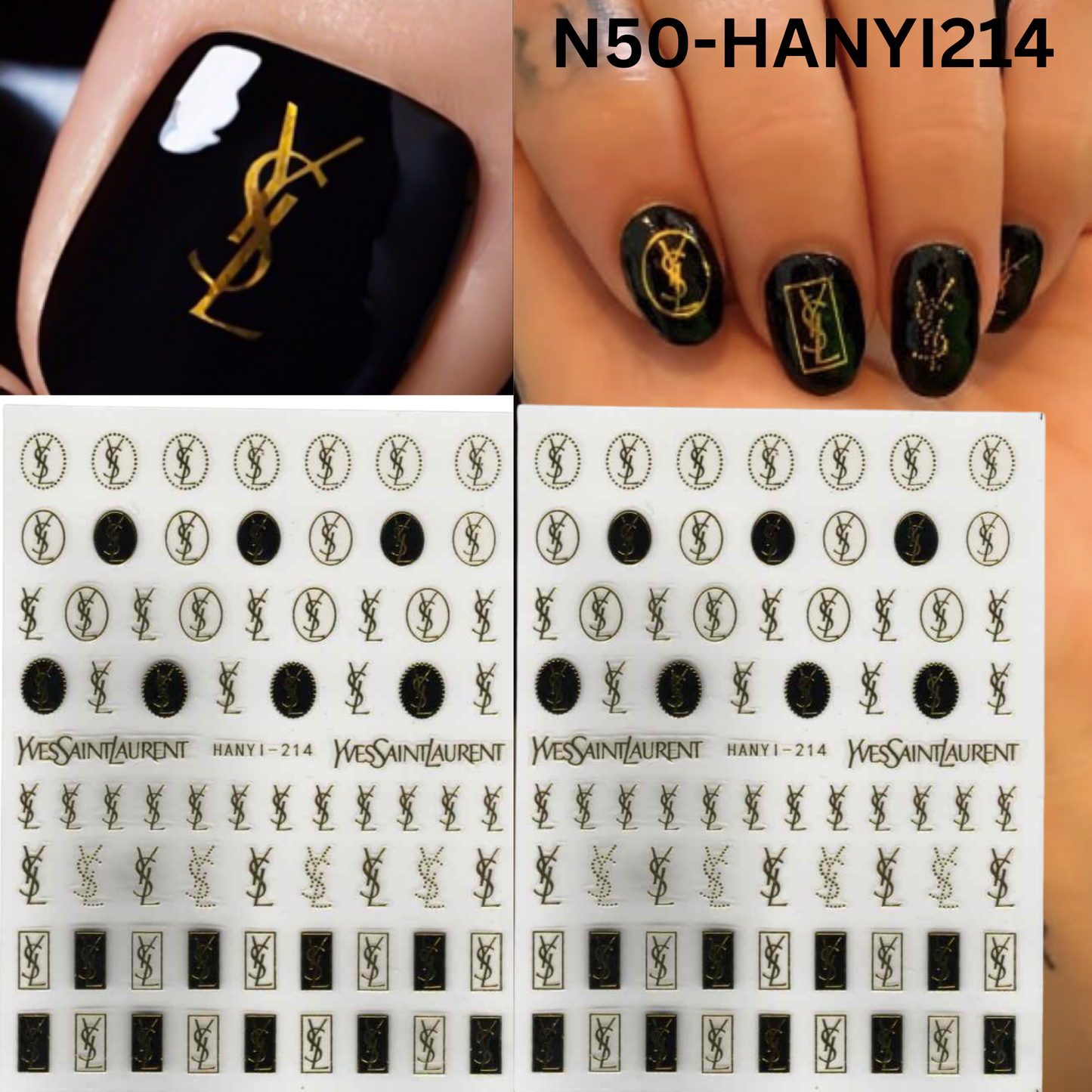 Black and Gold Nail Sticker , Nail 3D Sticker ,Nail Art Sticker