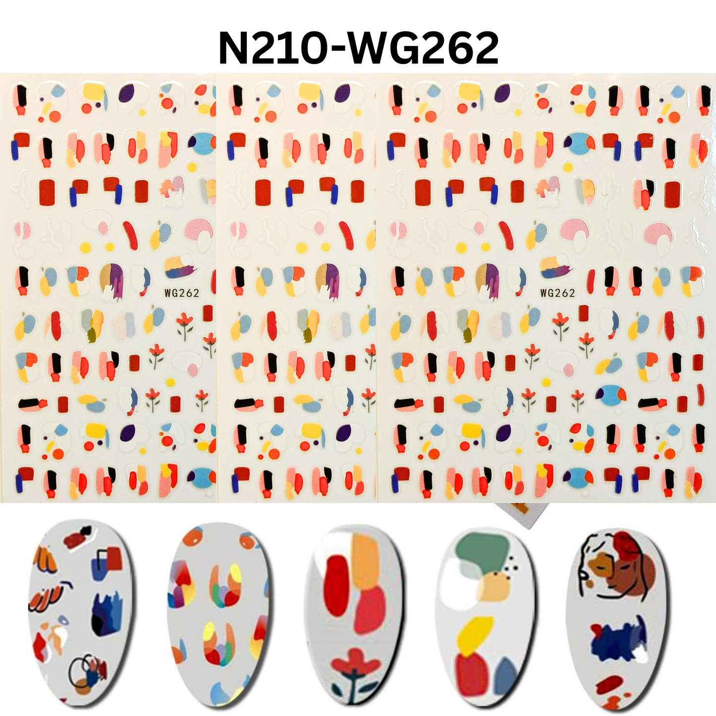 Modern Abstract Nail Art Stickers Multi-Color Geometric DIY Nail Decor