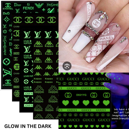 Glow In The Dark Nail Stickers Design, Nail 3D Sticker, Nail Art Sticker
