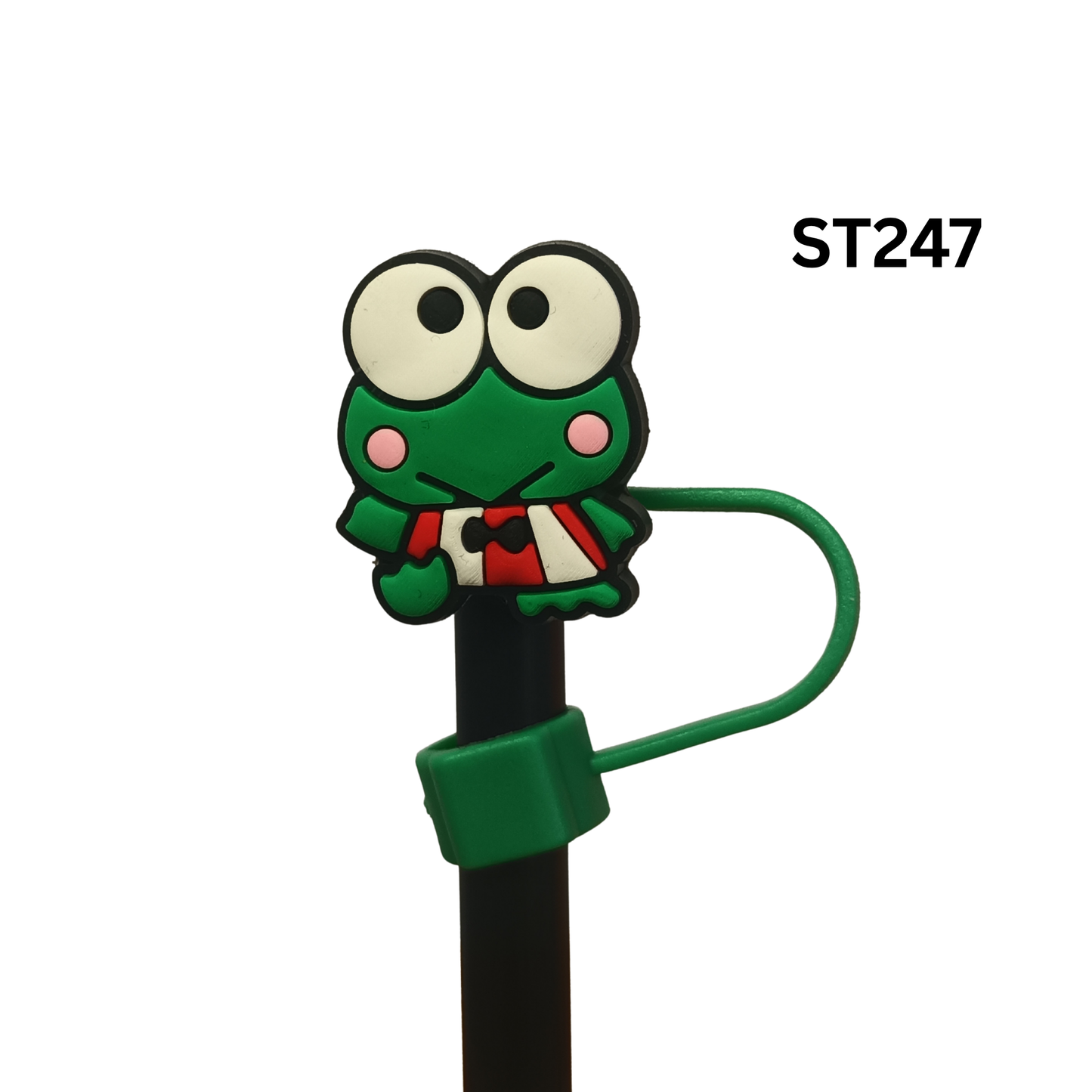 10mm Cute Green Frog Silicone Straw Cover Cap Dust Proof Topper for 30 & 40 oz Tumbler