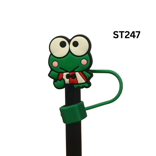 10mm Cute Green Frog Silicone Straw Cover Cap Dust Proof Topper for 30 & 40 oz Tumbler