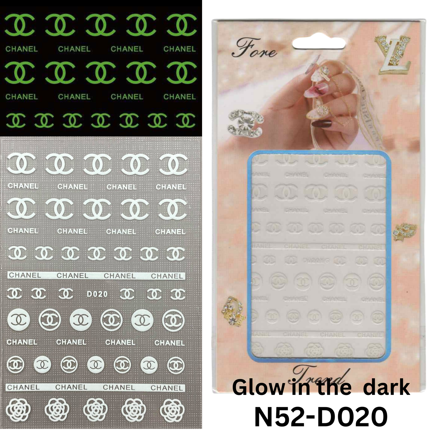 Glow in Dark Alphabet Nail Stickers 3D – DIY Initials & Name Nail Decals