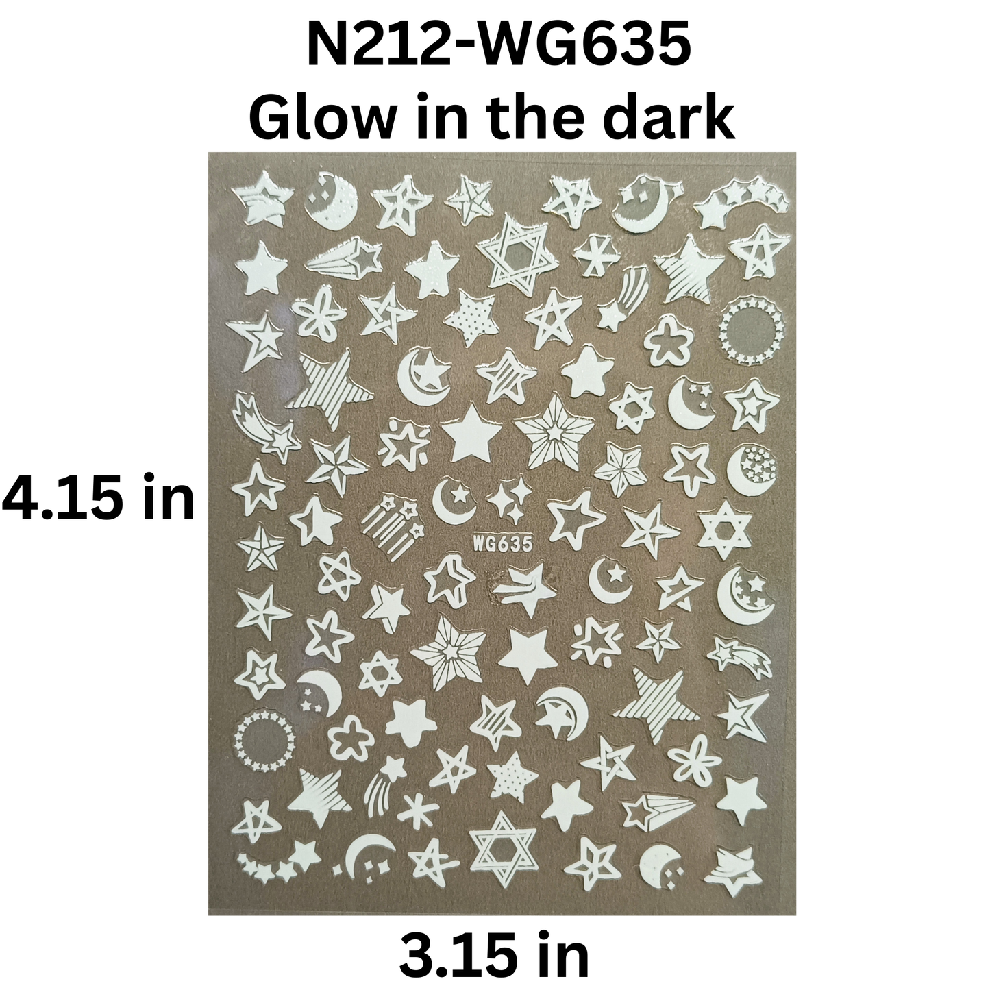 Glow In The Dark Stars & Moon Nail Art Stickers - Self-Adhesive Decals