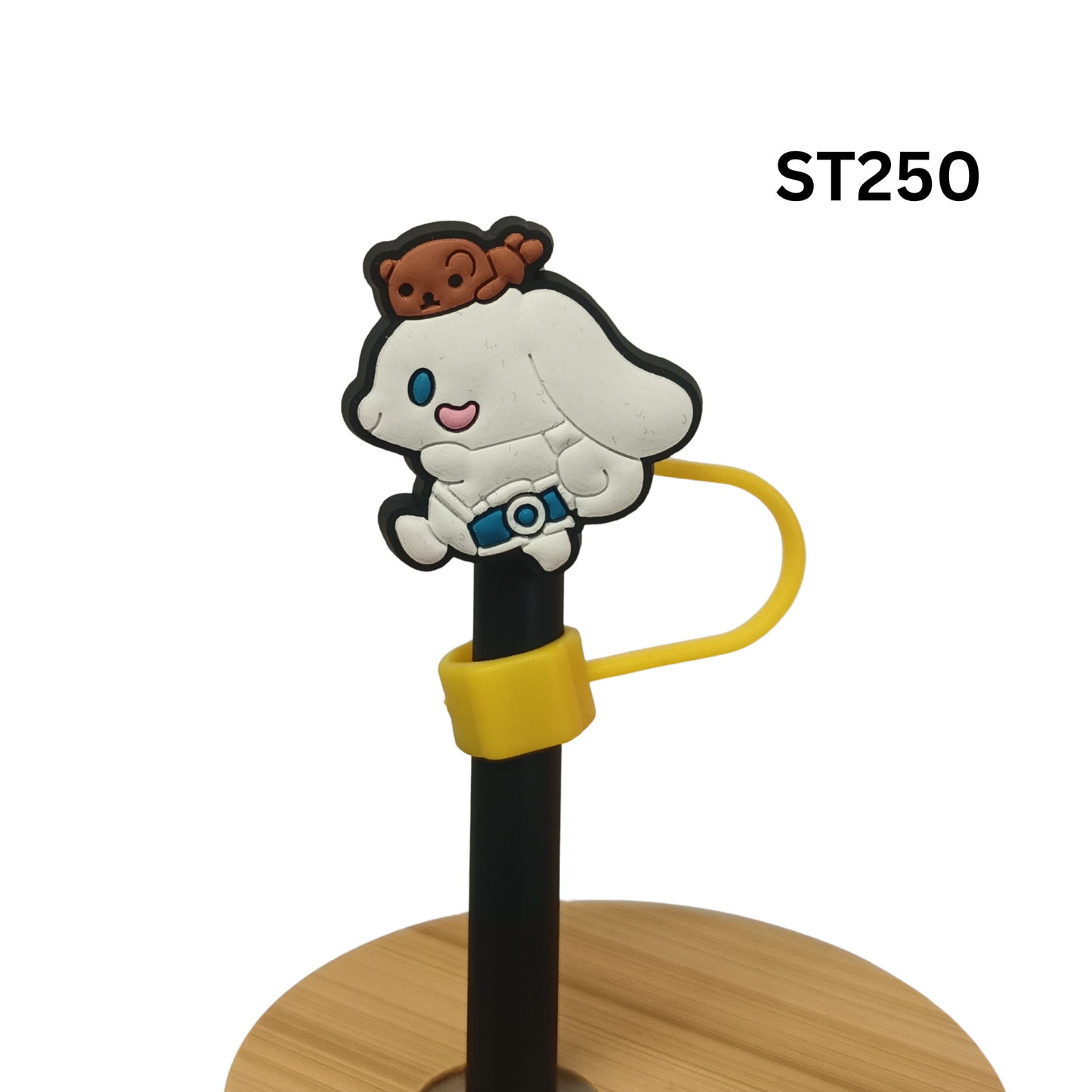 10mm Cute White Dog Blue Eyes Silicone Straw Cover Cap Dust Topper for 30 & 40 oz Tumbler