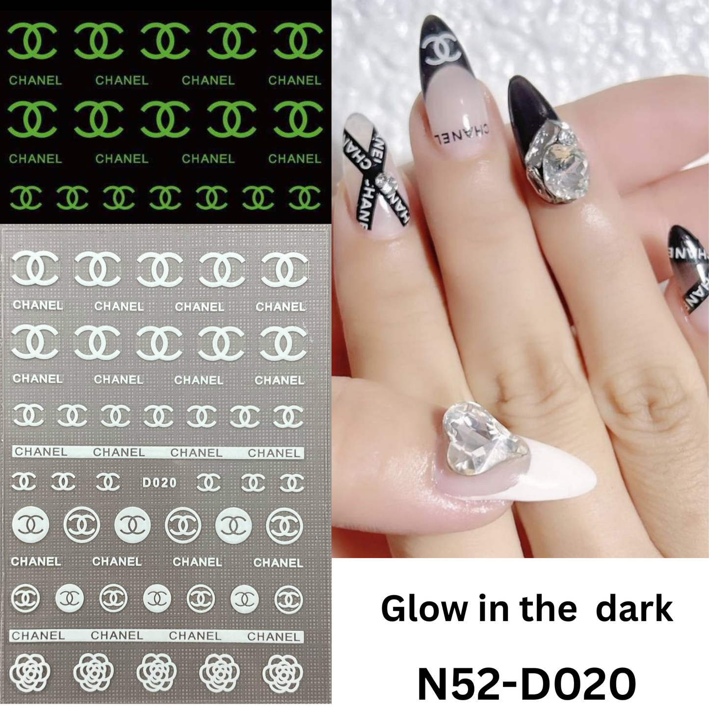 Glow in Dark Alphabet Nail Stickers 3D – DIY Initials & Name Nail Decals