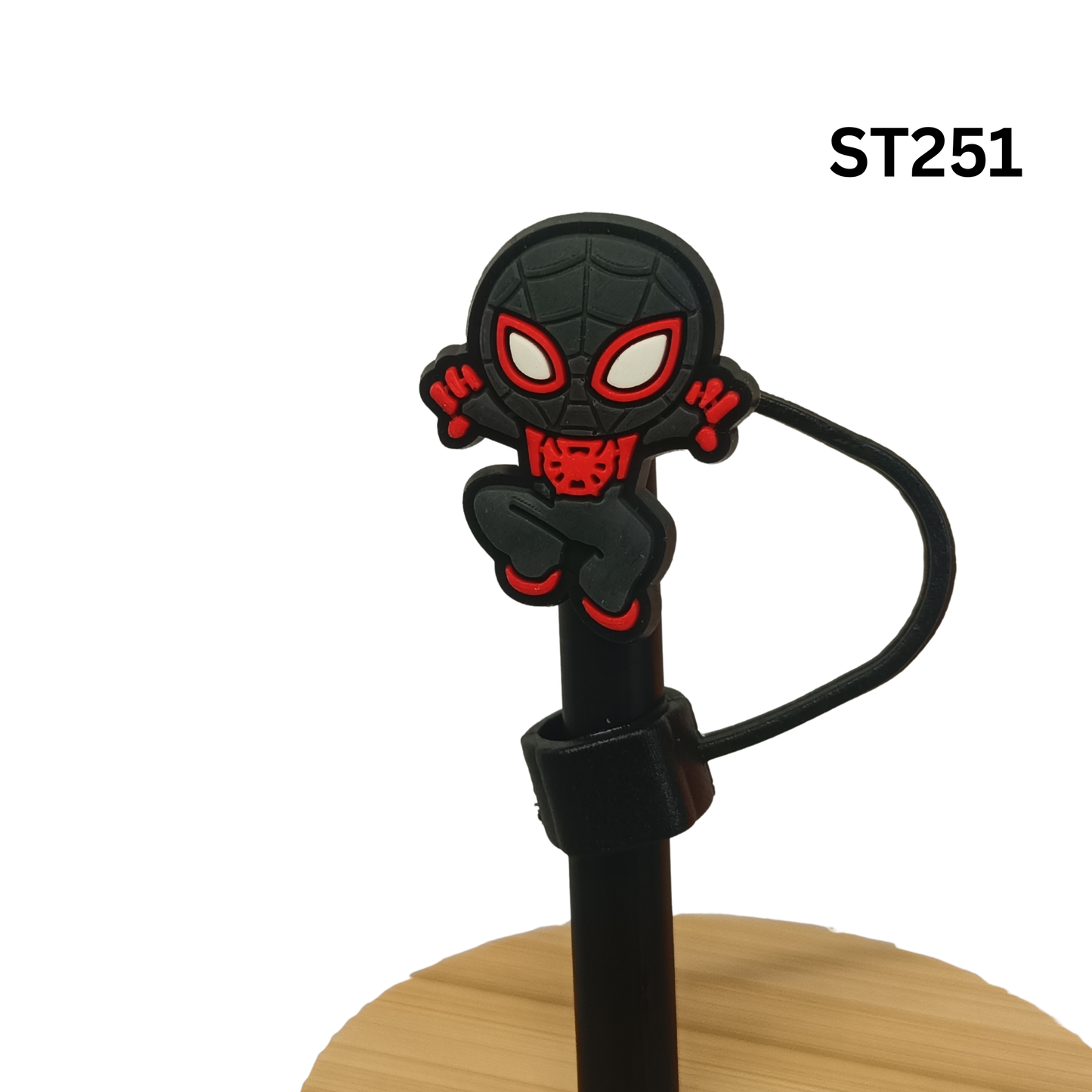 10mm Black Red Superhero Silicone Straw Cover Cap Dust Proof Topper for 30 & 40 oz Tumbler