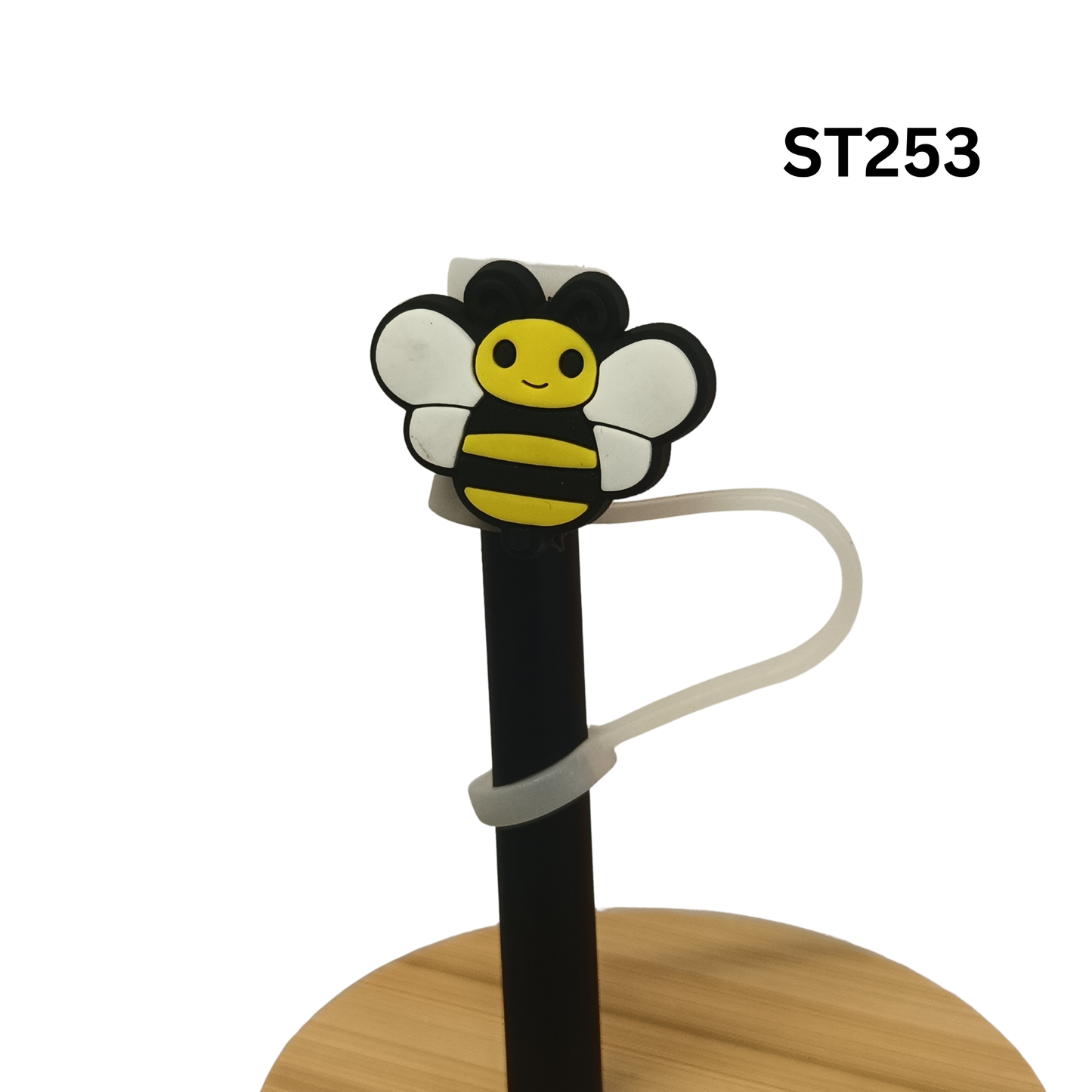 10mm Cute Yellow Bumble Bee Silicone Straw Cover Cap Dust Proof Topper for 30 & 40 oz Tumbler