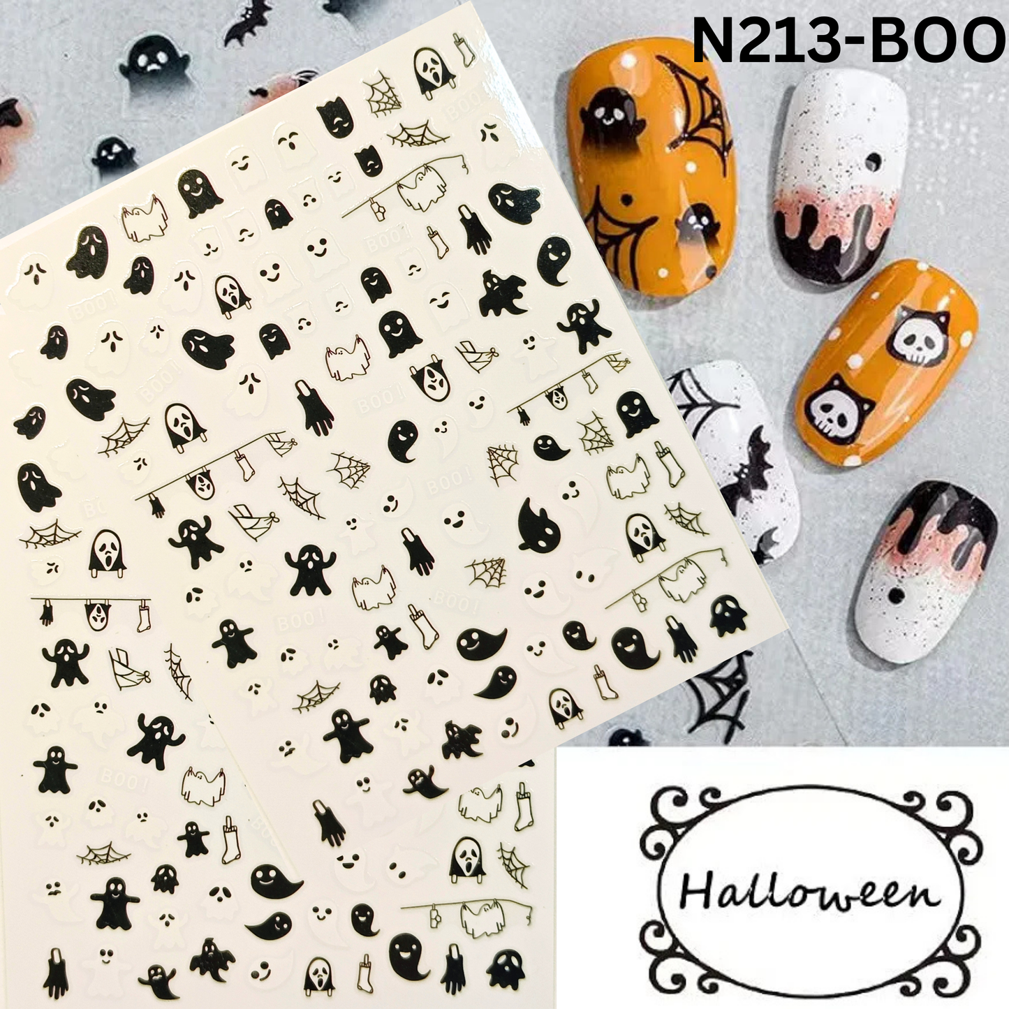 Spooky Halloween Ghost Nail Art Stickers - Self-Adhesive Decals