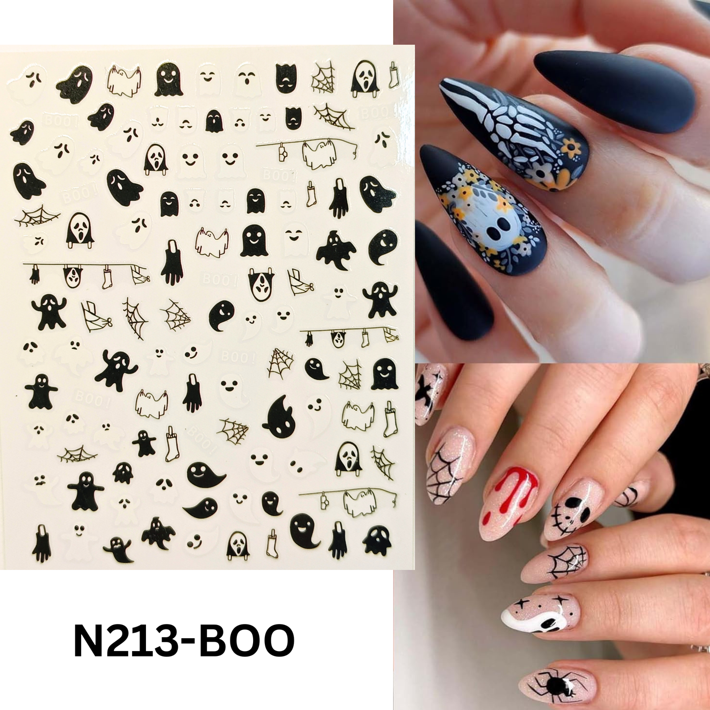 Spooky Halloween Ghost Nail Art Stickers - Self-Adhesive Decals