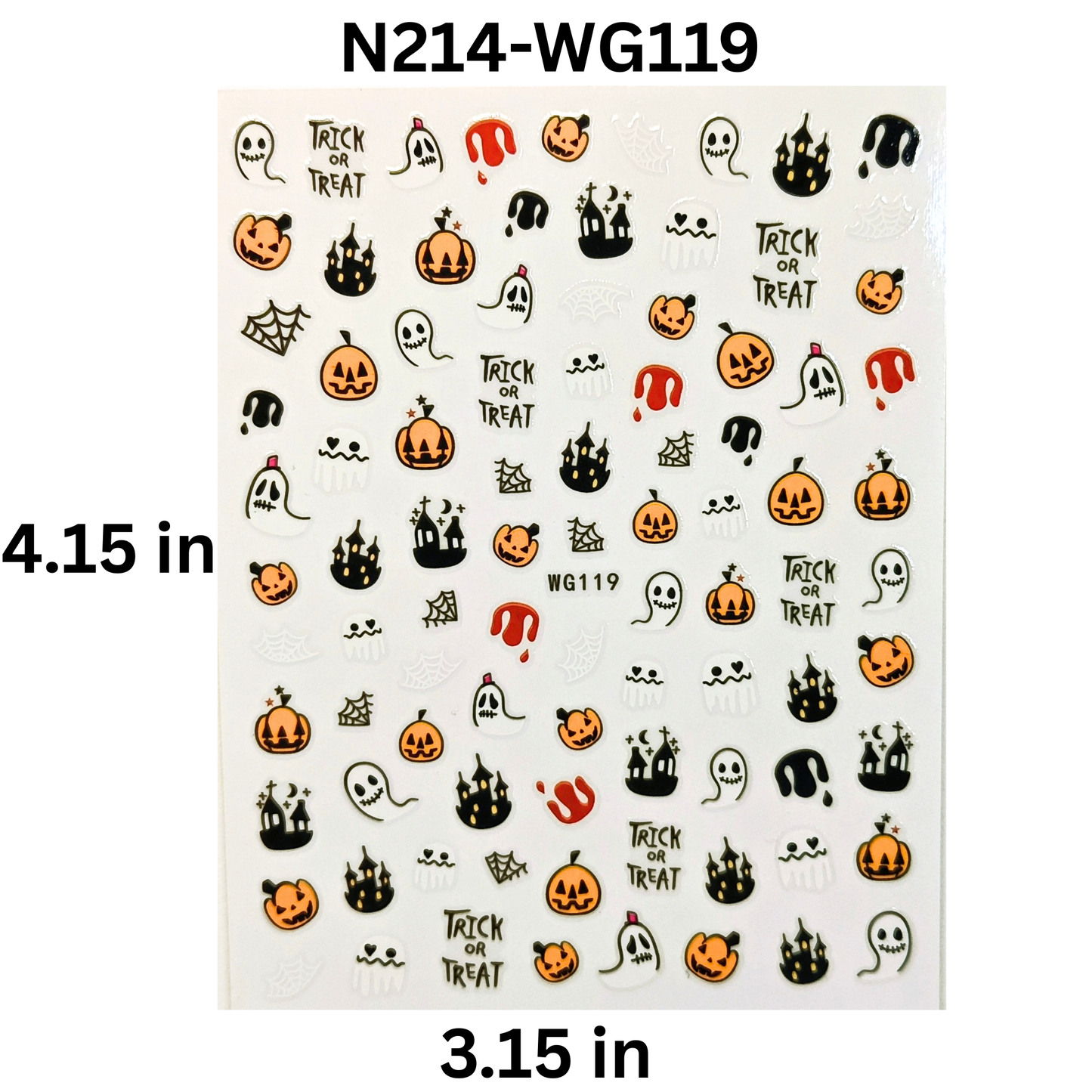 Halloween Pumpkin Nail Art Stickers Trick or Treat Decals Haunted House