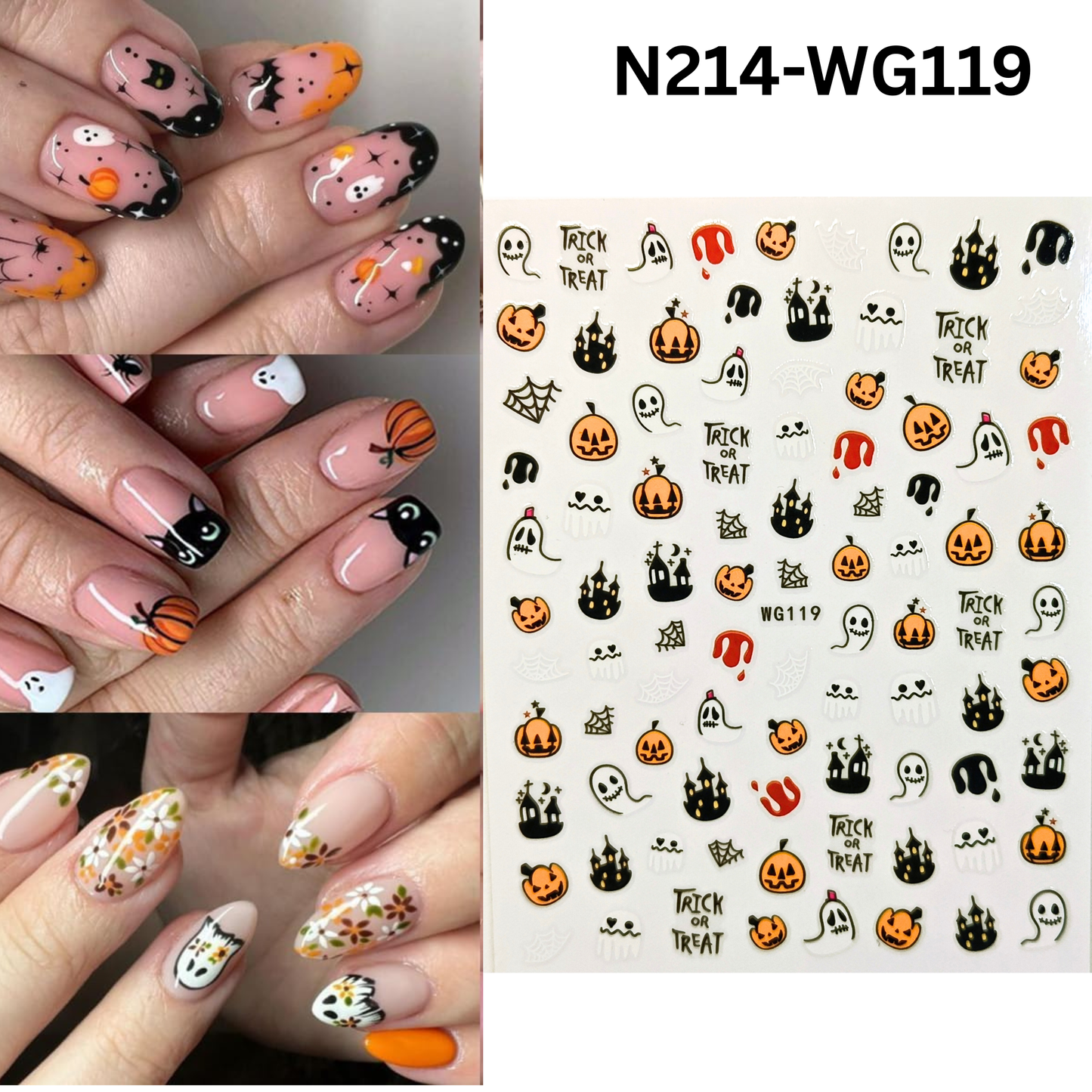 Halloween Pumpkin Nail Art Stickers Trick or Treat Decals Haunted House
