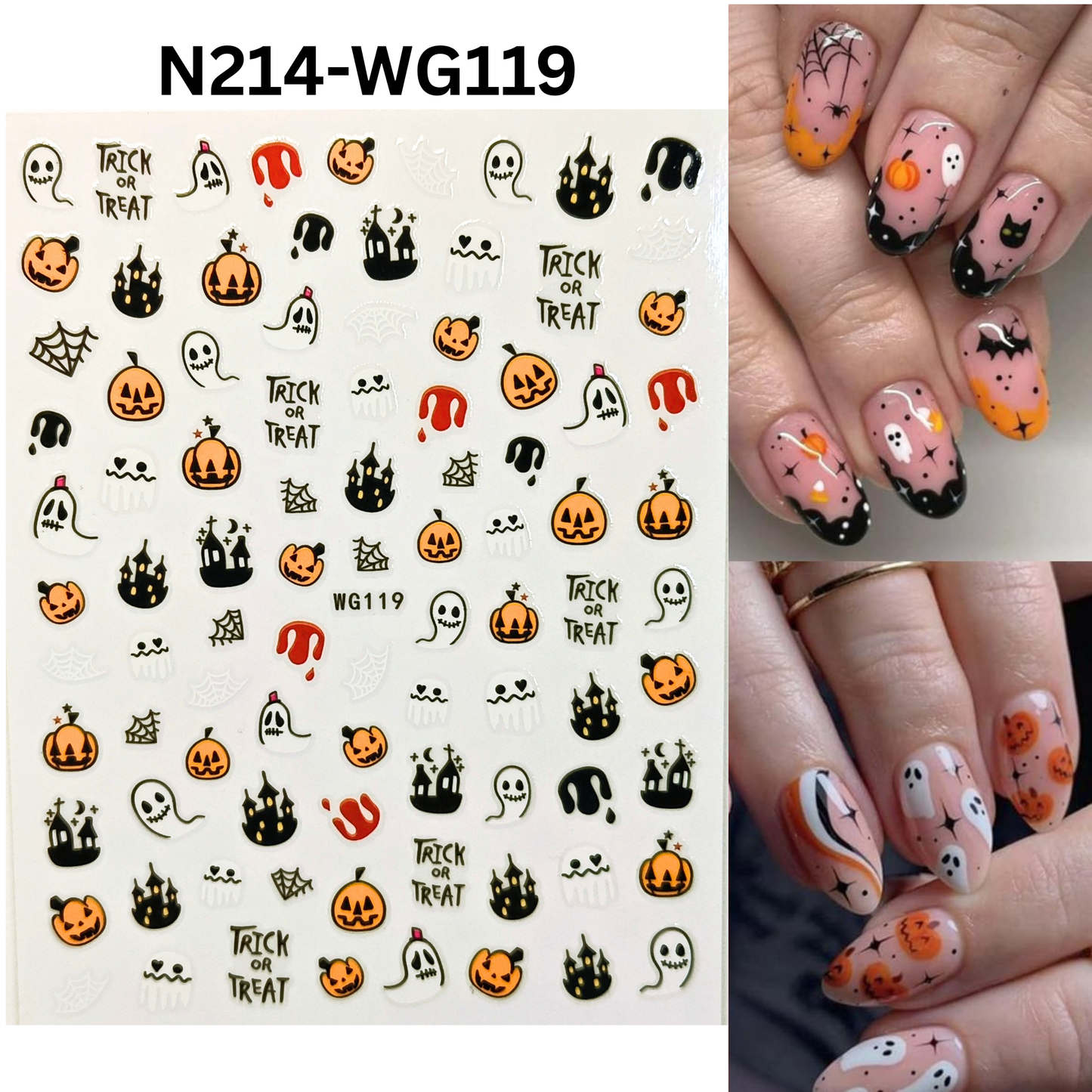Halloween Pumpkin Nail Art Stickers Trick or Treat Decals Haunted House