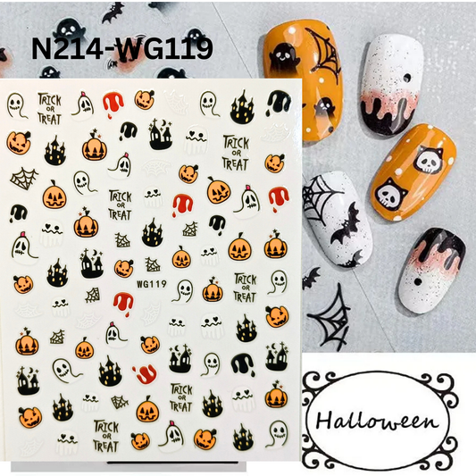 Halloween Pumpkin Nail Art Stickers Trick or Treat Decals Haunted House