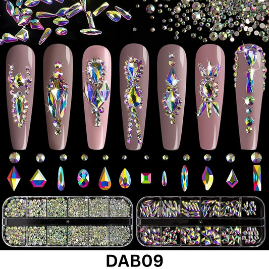 Crystal Glass 3560 Pcs Rhinestones Flatback Gems Set Mixed Shapes Nail Art Craft DIY