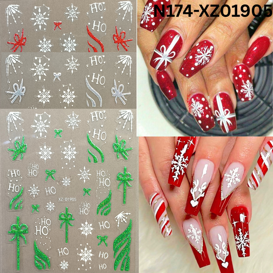 Cute Holiday Nail Decals – 3D Snowflake & Reindeer Nails