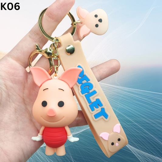 Adorable Piglet Keychain with Strap – Cute Cartoon Bag Charm & Gift Idea