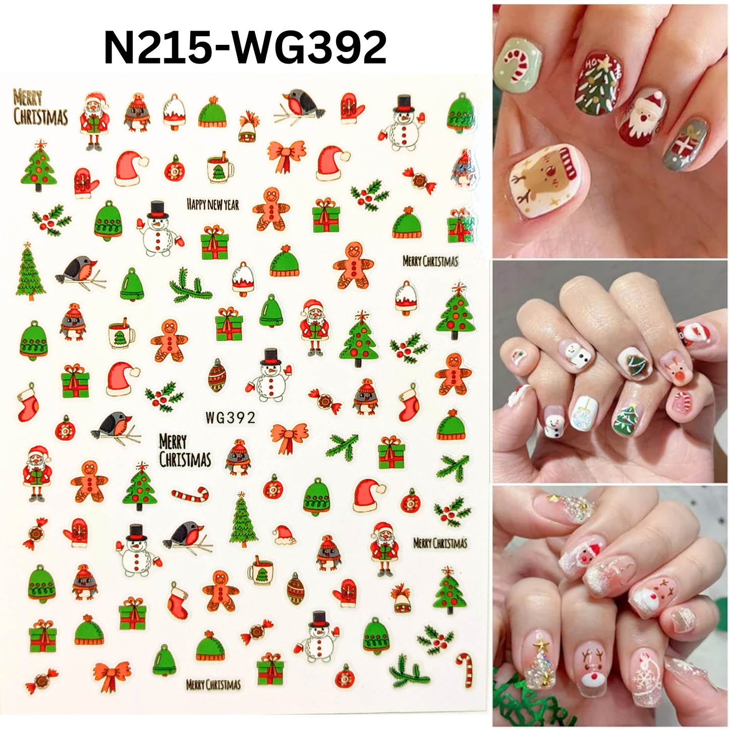 Christmas Nail Art Stickers Santa Claus Snowman Gingerbread Decals