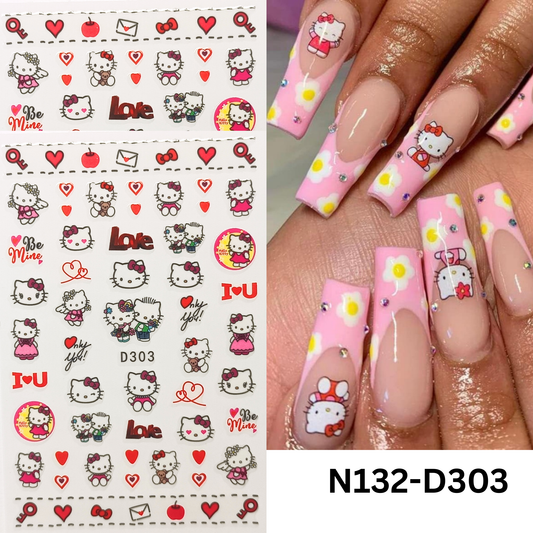Adorable Hello Kitty 3D Nail Stickers – Kawaii Nail Art for Girls