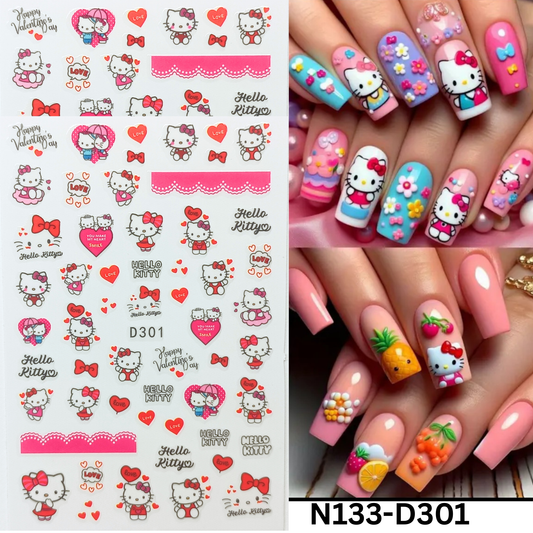 Kawaii 3D Hello Kitty Nail Art Stickers – Easy to Apply & Long Lasting