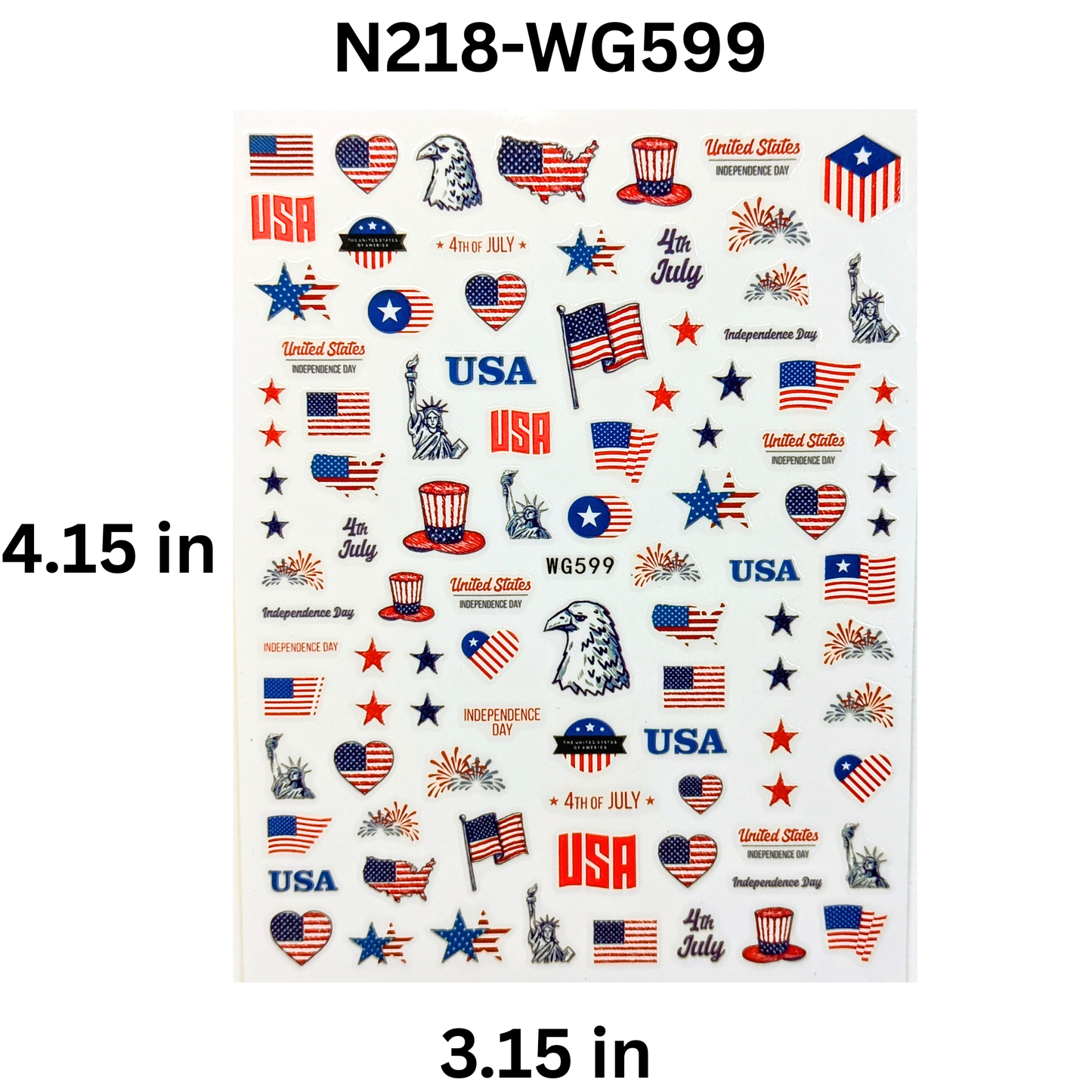 USA Patriotic Nail Art Stickers 4th of July American Flag Liberty Decals