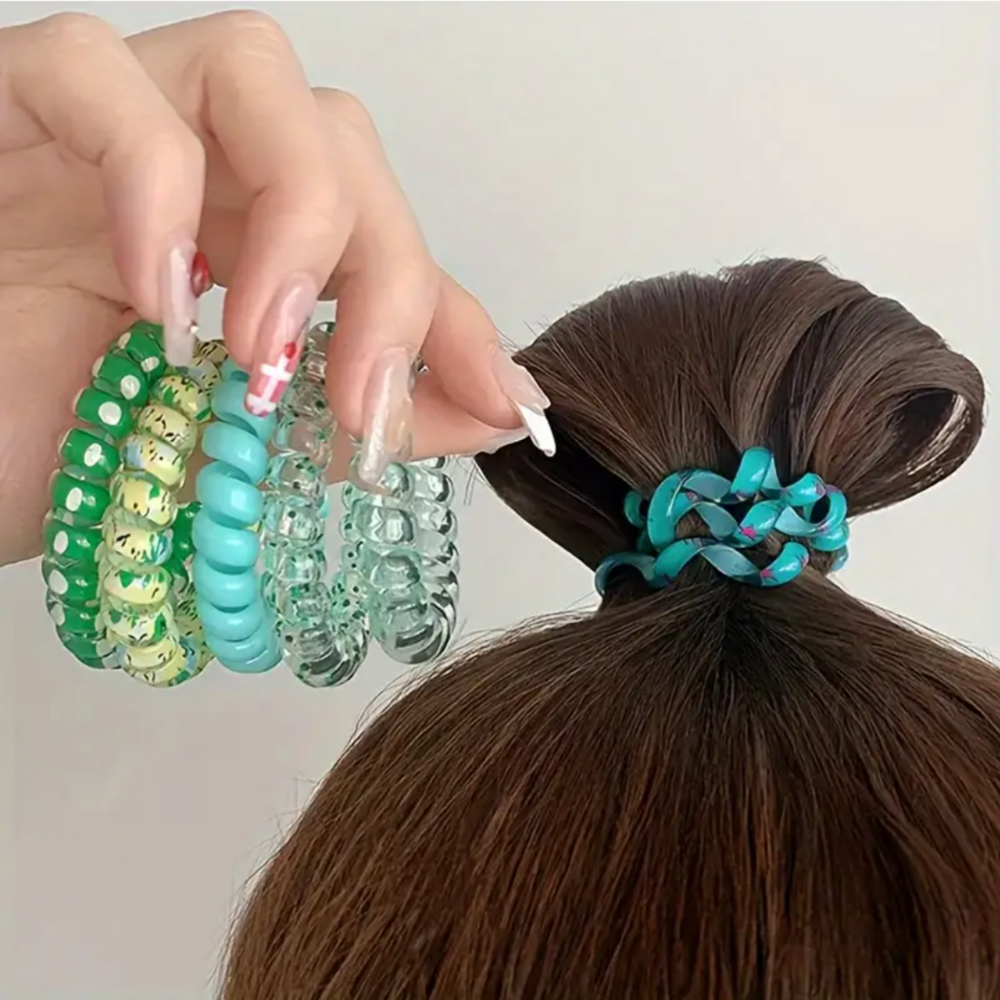 Set of 6 Colorful Spiral Hair Ties,Elegant Simple Fashion Hair Accessories