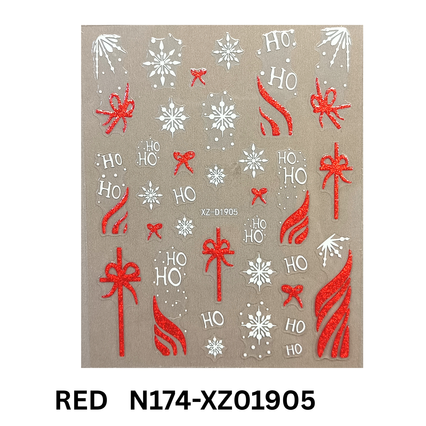 Set of 12 Christmas 3D Nail Decals – Holiday Reindeer, Candy Cane, Santa & Snowflake Designs