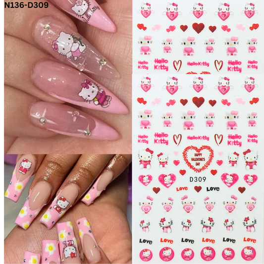 Hello Kitty 3D Nail Sticker – Cute Cartoon Nail Art Decals