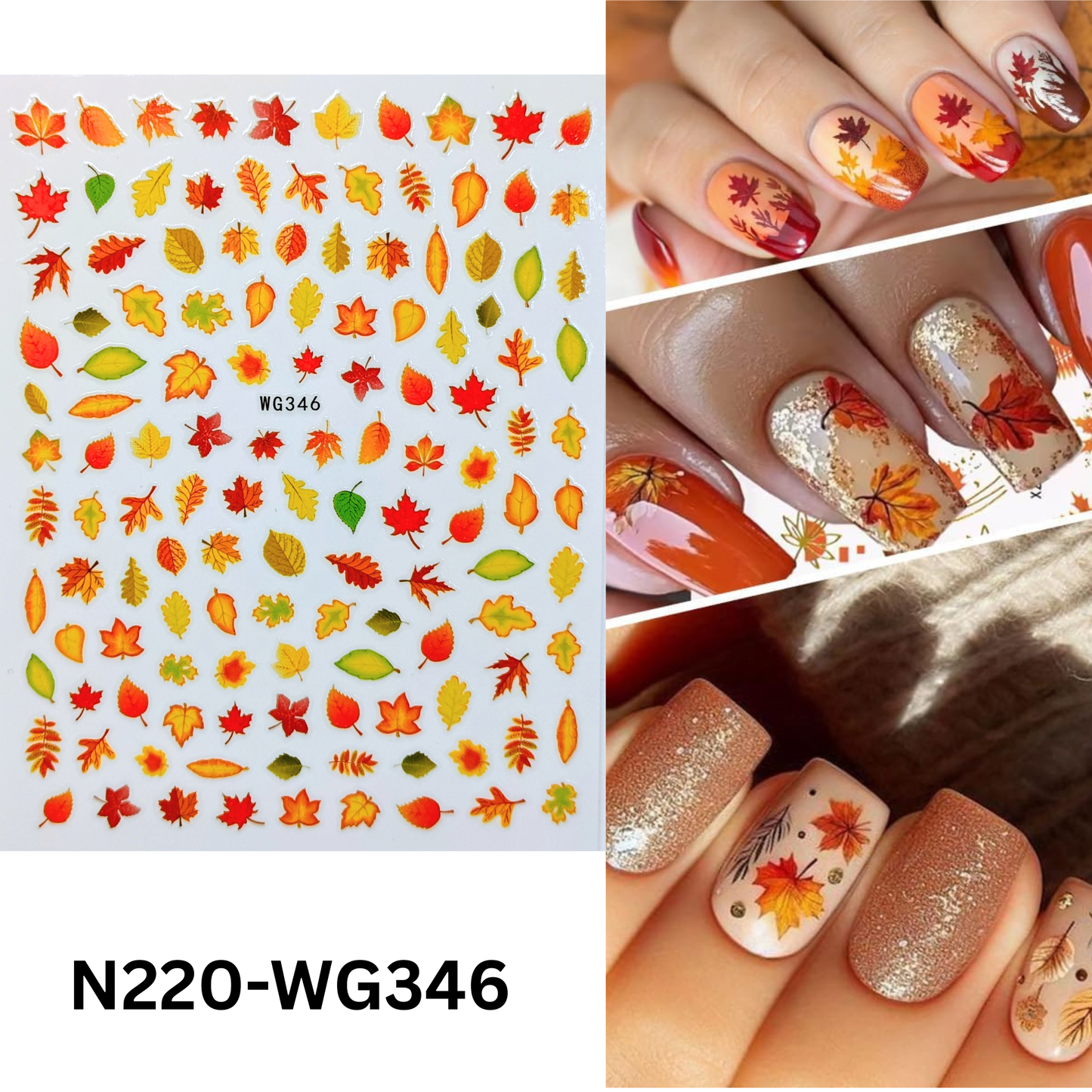 Fall Foliage Nail Stickers Maple Oak Leaves Autumn Harvest DIY Decals
