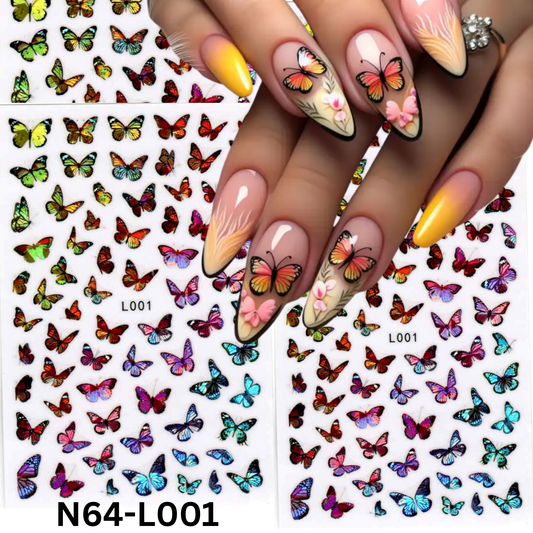 3D Nail Art Stickers Hologram Butterfly Design – Easy Peel & Stick Nail Decals