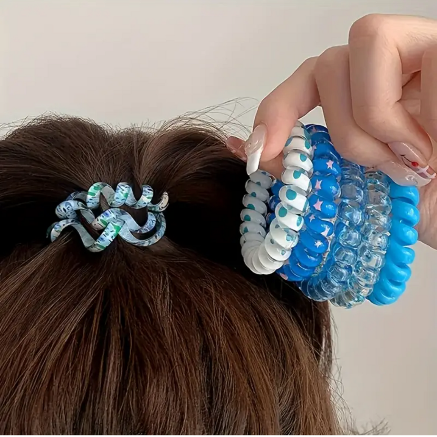 Set of 6 Colorful Spiral Hair Ties,Elegant Simple Fashion Hair Accessories