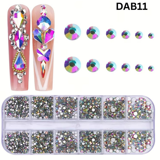 Crystal Glass 3440 Pcs Round Rhinestones Flatback Gems Set Nail Art Craft DIY