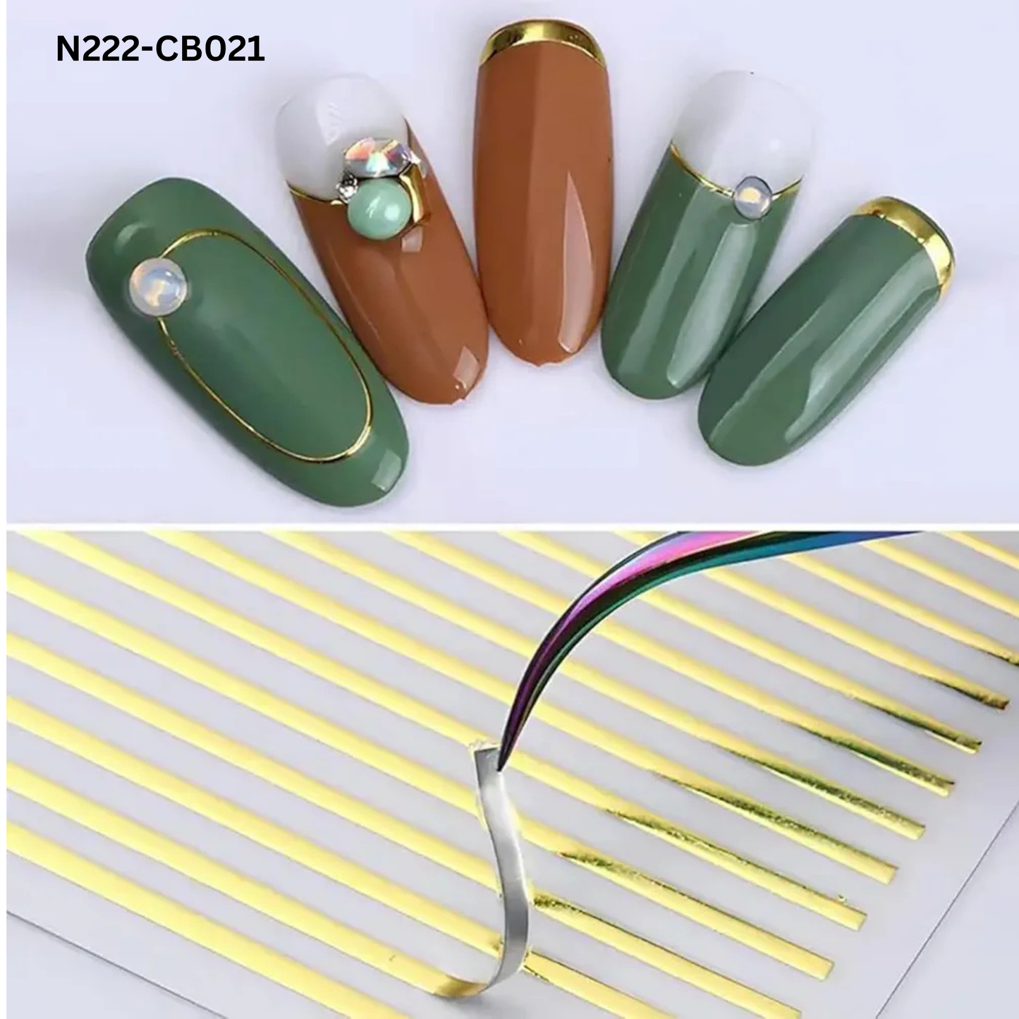 Gold Metallic Line Nail Art Stickers Striping Tape French Tip Decals